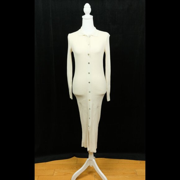 ZARA Dresses & Skirts - Zara Ribbed Dress With Buttons. White, size S
